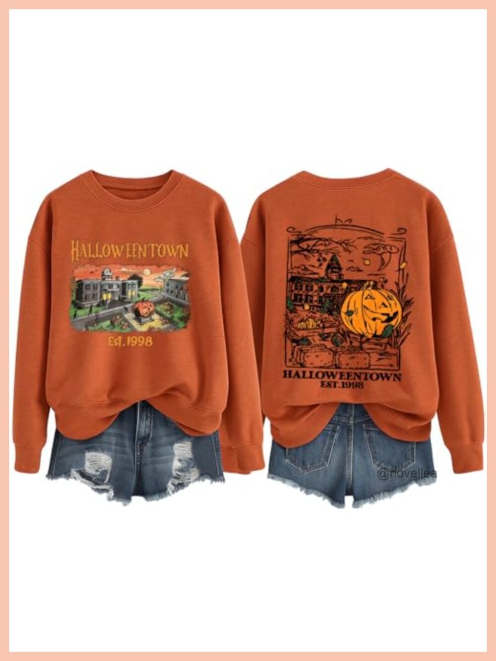 Halloween University Graphic Pullover Sweatshirt Crew Neck Long Sleeve Fall
